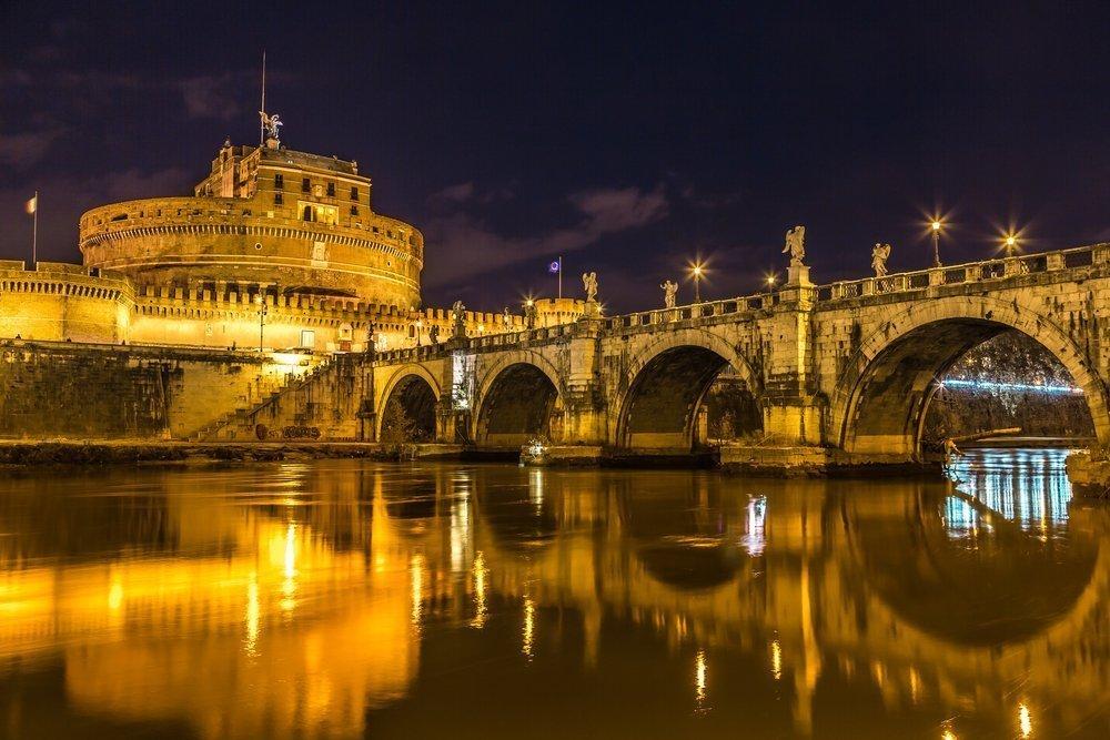 The Most Romantic Places in Rome 4 Ponte Sant’Angelo at night