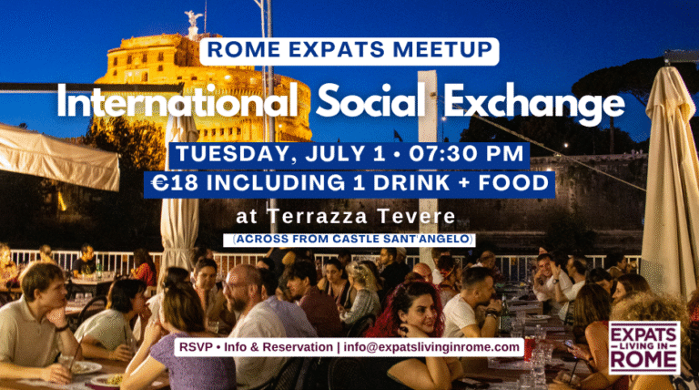 Rome Expats: Language & Social Exchange | Castel Sant'Angelo 2 event expats living in rome Italy working find job housing 2025 summer trips bus airfare FCO things to do Rome Castel Sant Angelo making friends in rome events for expats in rome 768x428