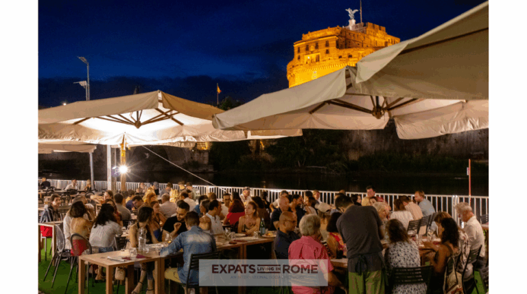 Speak. Sip. Connect. - Rome Expats Meetup by the River 5 4 Tuesday July 29 expats living in rome meetup Italy working find job housing 2025 summer bus airfare FCO things to do Rome Castel Sant Angelo making friends in rome events for expats rome 768x428