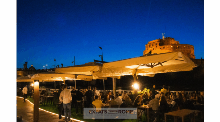 Speak. Sip. Connect. - Rome Expats Meetup by the River 6 5 Tuesday July 29 expats living in rome meetup Italy working find job housing 2025 summer bus airfare FCO things to do Rome Castel Sant Angelo making friends in rome events for expats rome 768x428