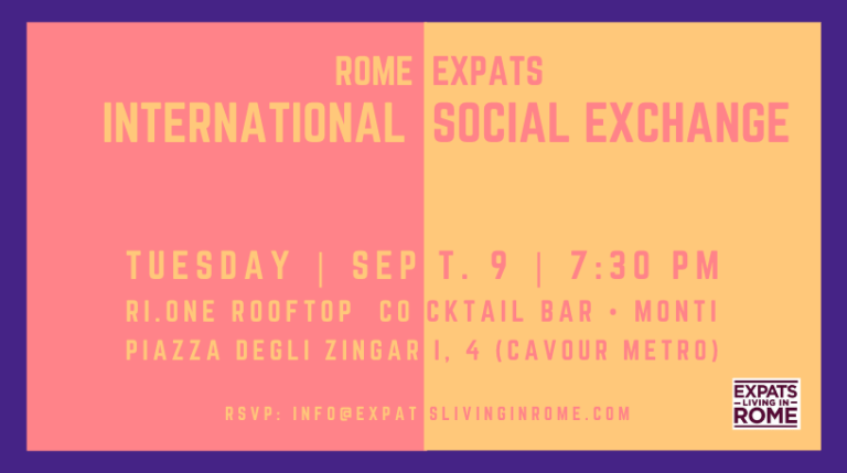#RomeExpats: International Social Exchange | Monti (Cavour Metro) 2 1 Rome Expats International Social Exchange Tuesday September 9 2025 expatslivinginrome.com 768x429