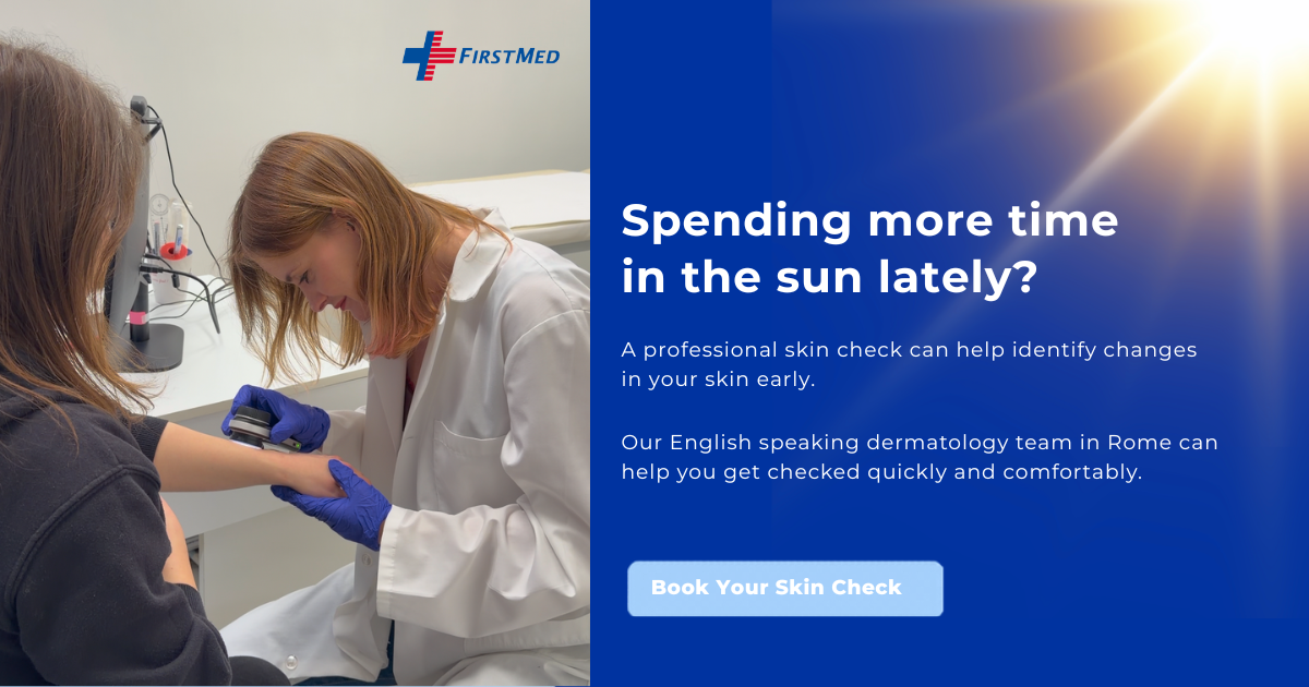 English speaking doctor consulting patient at FirstMed medical center in Rome
